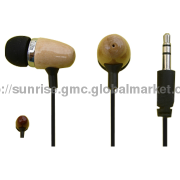 Portable Multimedia Earphone&Headset, In-ear Type Wooden Earbuds