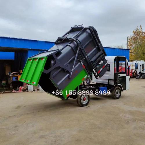 Camion de déchets montés sur latéraux à quatre roues électriques