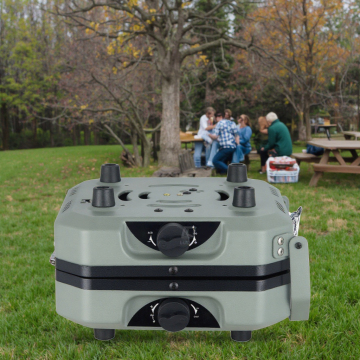 Portable Dual-Burner Stainless Steel Patio Heater for Camping and Adventure