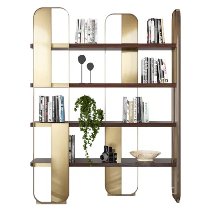 Modern Gold Metal Bookcase for Home Office and Living Room