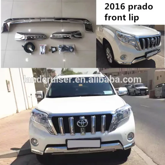 2016 prado fj150 front lip spoiler chrome parts led light