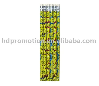7 Wooden Printing HB Pencil With Rubber Tip