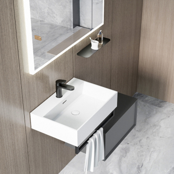 High-End Wall-Hung Rectangular Bathroom Sink Hand Wash Basin