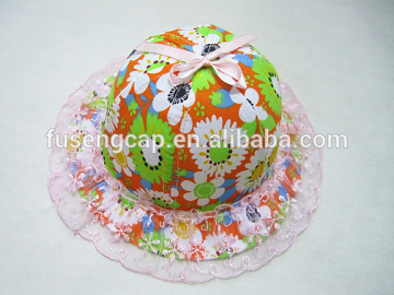 baby girl flower cap lace bucket cotton hat wholesale