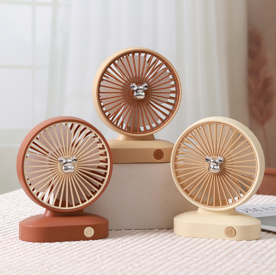 Electroplated Bear Desktop Rechargeable Fan