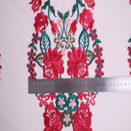 Elegant Bridal Dress Multicolor Flower Embroidery Fabric