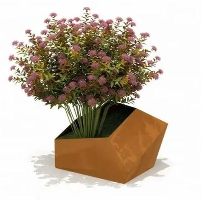 Weather resistant steel flower pot