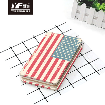 Custom national flag style cute metal cover notebook retro diary