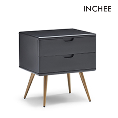 Noiseless Black Two Layers Drawers Bedside Tables