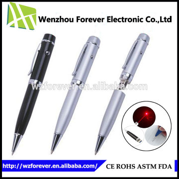 2016 Hot Selling Brass 3 in 1 USB Flash Ballpoint Pen Drive With Laser Pointer With Rechargeable Battery