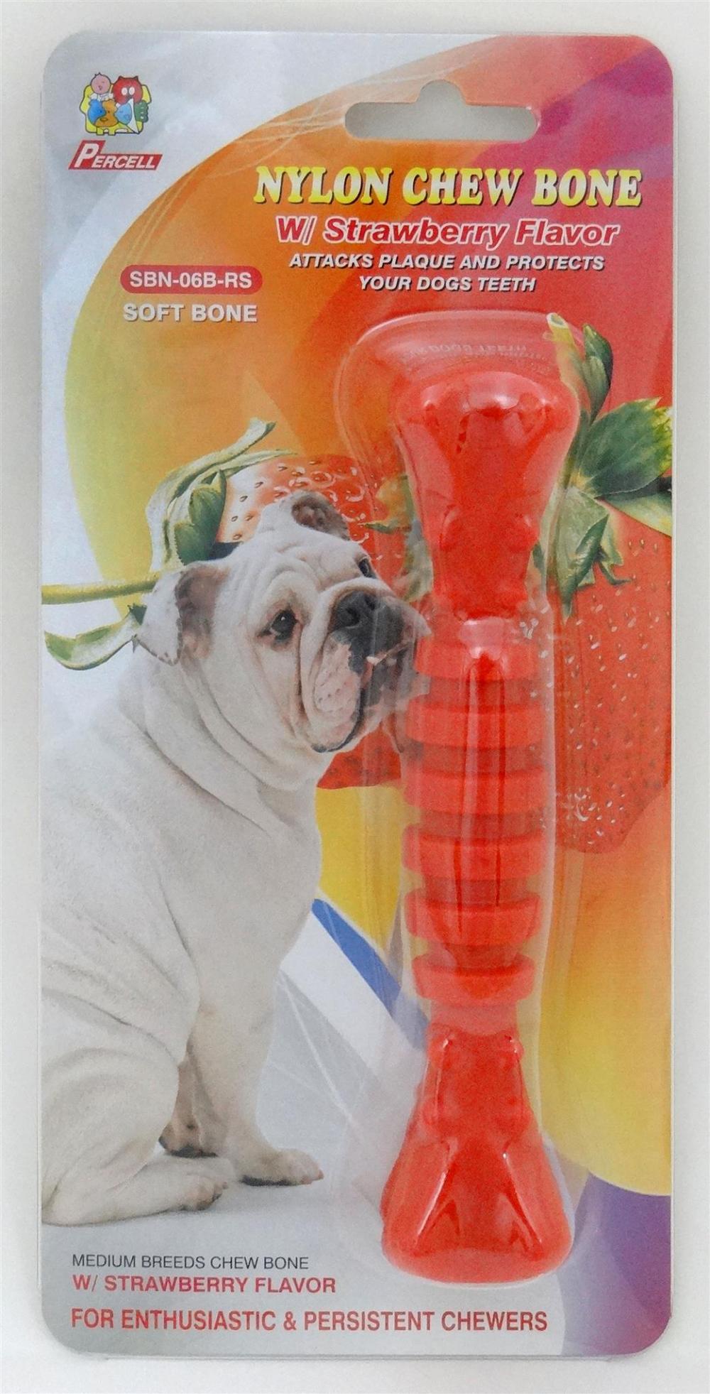 Percell 6 &quot;Nylon Dog Chew Espiral Osso Perfume de Morango