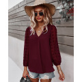 Women's Casual VNeck Long Chiffon Blouses