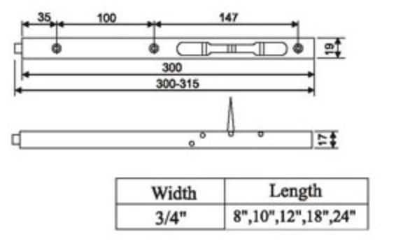 Door Bolt Size Png