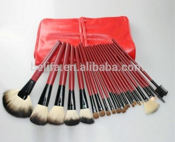 Facial Makeup Brush Sets 22pc oem Red PU Pouch Trendy Makeup Brush Kits