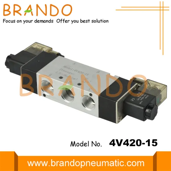 24VDC 220VAC 4V420-15 5/2 Way Pneumatic Solenoid Valve