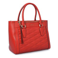 Large Zip-Top Bedford Tote Red Quilted Leather Bag