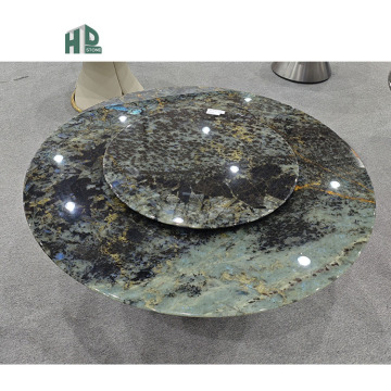 Customizable Modern Round Marble Dining Table with Wood Countertop for Small Spaces
