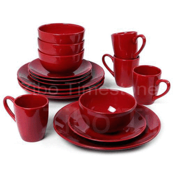 16PC Desert Rose Burgundy Dinnerware Set (6100C-059)