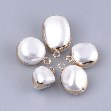Electroplated Shell Pearl Pendants with PandaHall Iron Findings