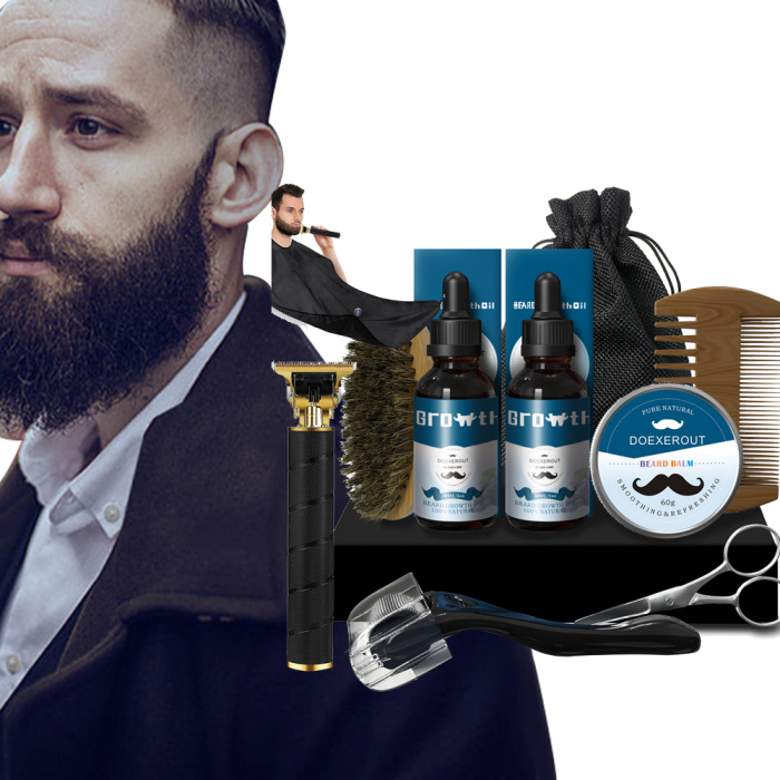 10 peça definir produtos de cuidados com barba preta
