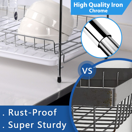 2 Tier Kitchen Dish Rack 2 tier chrome plated dish drainer Supplier