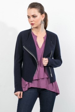 Veste en cachemire à double ouverture et fermeture éclair à l'avant