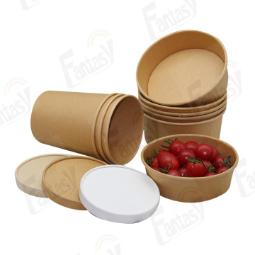 Biodegradable Kraft Paper Disposable Salad Soup Bowl