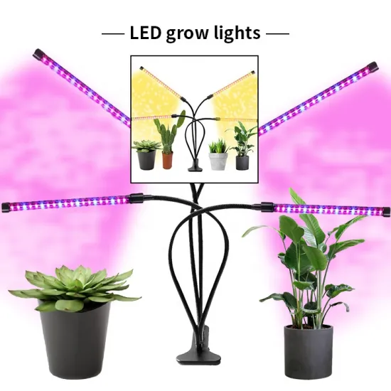 Full Spectrum LED Grow Light 4 Heads USB Phyto Lamp for Indoor Plants, Seeding, and Hydroponics