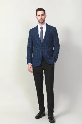 MEN'S NAVY CHECK SUIT JACKET