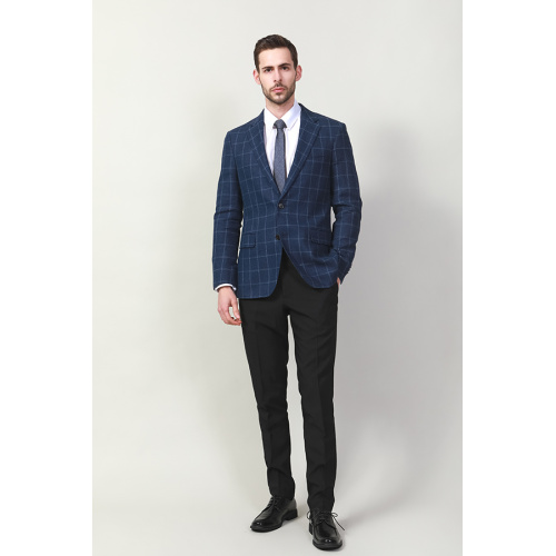 MEN'S NAVY CHECK SUIT JACKET