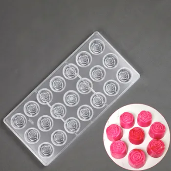 Rose Flower Shape Non-Stick Plastic Chocolate Mold for Christmas Pastry and Candy Making