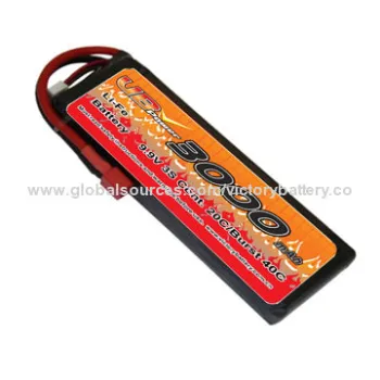 9.9V, 3,000mAh LifePo4 Battery with 20C Discharge Current Deans for RC Cars and Airsoft Gun