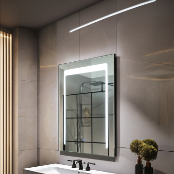 Adjustable Bathroom LED Mirror with Touch Sensing and Minimalist Design