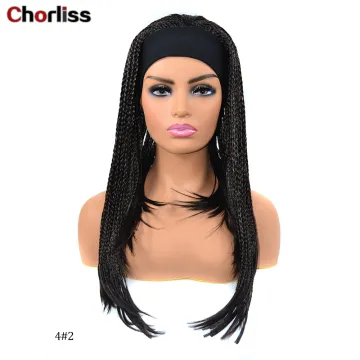 High Quality Black Light Blonde AfroTurban Braiding Ponytail Wigs Headban Synthetic Hair Wigs With Headband Attached For Woman