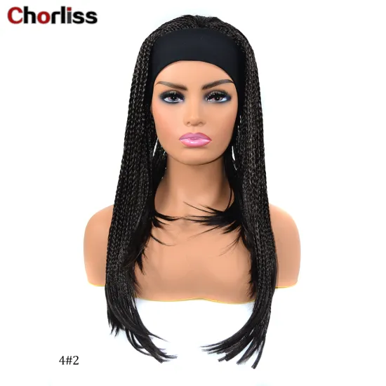 High Quality Black Light Blonde AfroTurban Braiding Ponytail Wigs Headban Synthetic Hair Wigs With Headband Attached For Woman