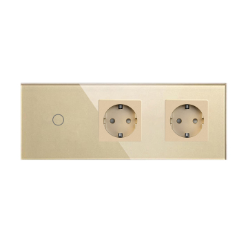 EU 16A Triple Electric Sockets with Crystal Glass Panel Touch Switch
