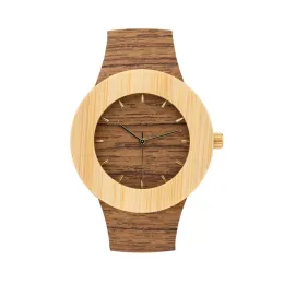 Teak & Bamboo Watch with Wooden Strap