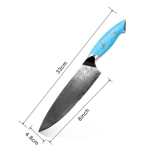 Lidar com Turquesa VG10 Damasco facas de cozinha