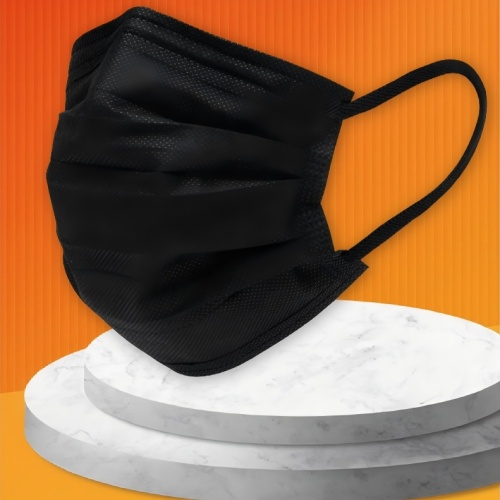 Máscara preta descartável de proteção para adultos