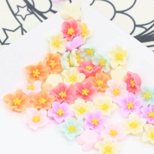 Mixed Color Cute Flower Shaped Resin Flat Back Cabochon For Handmade Craftwrok Decoration Charms Garment Hair Accessories