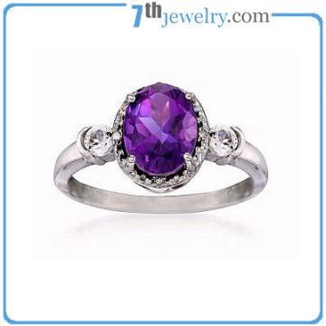 Wholesale Alibaba Purple Diamond Prong Setting Wedding Ring for Women