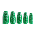 3D green long coffin press on nails