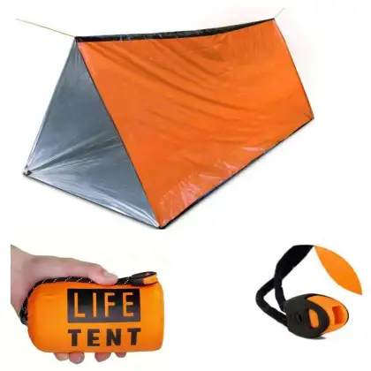 Emergency Survival Tent Shelter- 2 Person Mylar Emergency Tube Tent Survival Kit