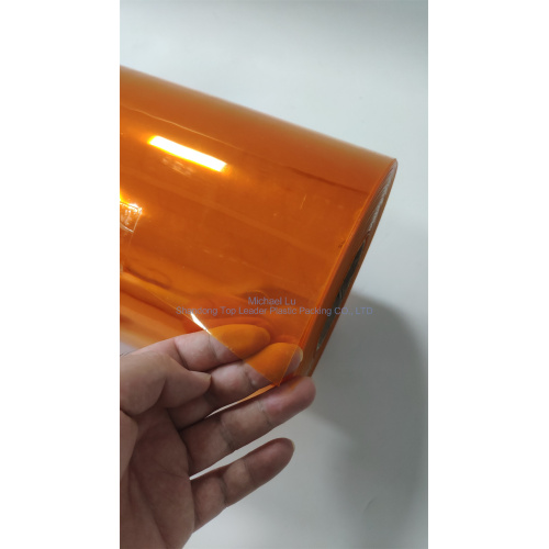 Material de embalagem primária de folha de PVC de cor laranja