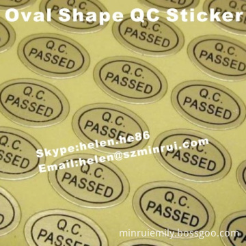 China Custom bulat dan Oval bentuk Qc berlalu stiker, self ...