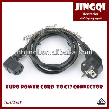 European Electrical Cord to IEC 320 C13 Right Angel Connector