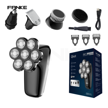 FK-8610 7D Floating Electric Shaver for Bald Men - 5 in 1 Waterproof LED Display