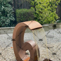 Fontana per acqua di scultura rotonda in acciaio corten per giardino