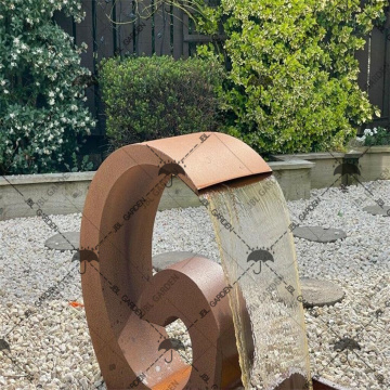 Corten Steel Round Skulpturwasserbrunnen für Garten