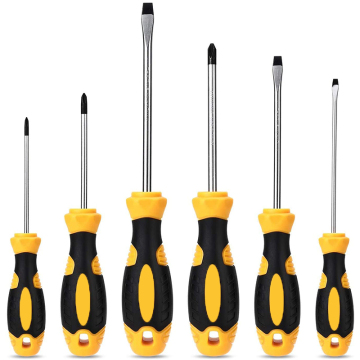 Professional 6-PCs Screwdriver Set with Magnetic Handles, Chrome Vanadium Steel, Non-Slip PP+TPR, Precision Tools